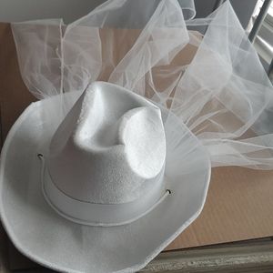 Bride cowgirl hat with veil